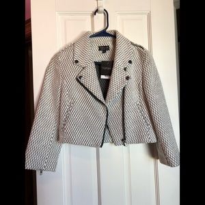 TopShop | Grey & White Moto Jacket | NEVER WORN